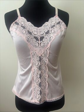 Vintage JCPenney Light Pink Satin Lace Chemise Top